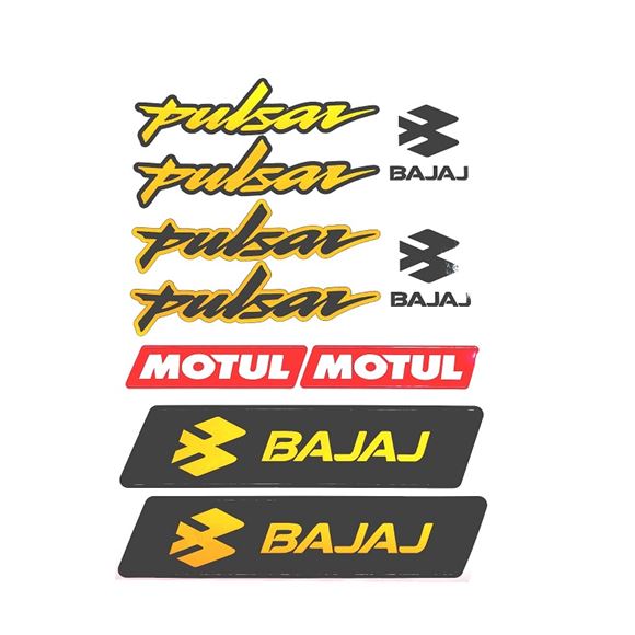 Bajaj Pulsar Sticker (Etiket) Seti Sarı A4 Boyut Resimi